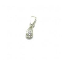 PE001198 Small sterling silver pendant solid 925 with 4.5mm round CZ  EMPRESS